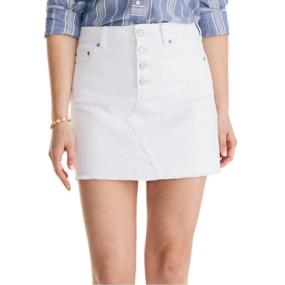 NEW $88 Southern Tide womens white denim Gabriela mini skirt stretch